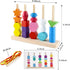Montessori Beads Sequencing Toy Set, Wooden Stacking Blocks & Lacing Beads & Matching Shape Stacker STEM Preschool Learning Montessori Toys Gifts ...