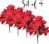 BANBERRY DESIGNS Poinsettia Picks - Set of Poinsettias Stems - 7 Red Christmas Flowers Each - 11" H - Poinsettia Flower Bunch for Decorations - Ho...