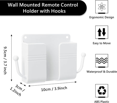 5 Pcs Wall Mount Phone Holder, Phone Stand for Bed, Wall Mounted Shower Phone Holder Remote Control Holder with Hooks, Self-Adhesive Universal Med...