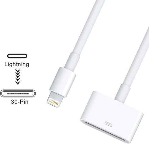 Lightning to 30 Pin Cable Charging Sync Connector 8 Pin Male to 30 Pin Female Converter Adapter Compatible with Select iPhone, iPad and iPod Model...