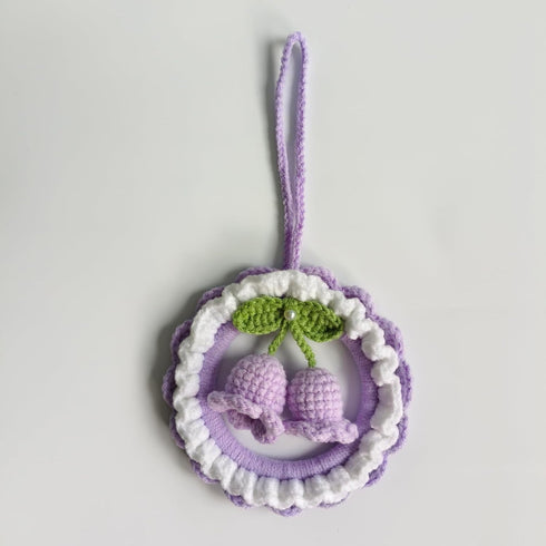 Purple Car Mirror Hanging Accessories,Crochet Flower Hanging Ornament for Women,Rear View Hanging Accessories,Bellflower Hand Knitted Car Hanging ...