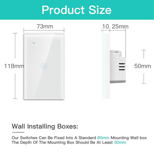 BSEED Smart Water Heater Switch,Work with Amazon Alexa,Google Assistant,WiFi Touch Switch with Smart Life APP Control and Timing Function,20A Whit...