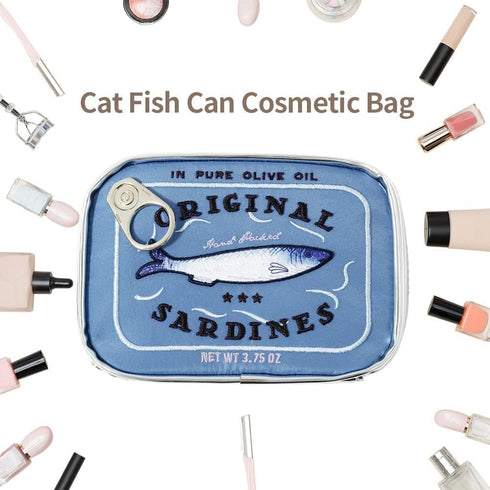 Canned Sardines Eye-catching Cute Clutch bag Makeup Case Cosmetic Bag Portable Snack Pouch bag Travel Toiletry Bags For Women Organizer Bag polyes...