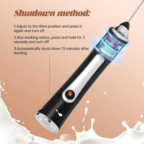Rechargeable Milk Frother Handheld For Coffee,3 Speeds Frother Wand With Stand, Batidora De Mano Electrica,Coffee Frother With 2 Heads,Drink Mixer...