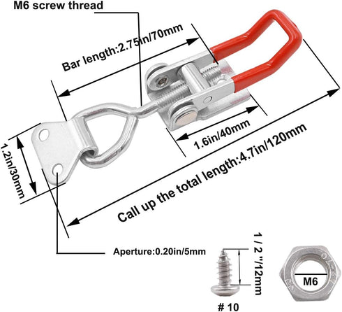 smseace 2 Pack Adjustable Toggle Clamp, 180Kg 400Lbs Holding Capacity Dedicated Button Clamp 4002, Quick Release Pull Latch?With Stainless Steel S...