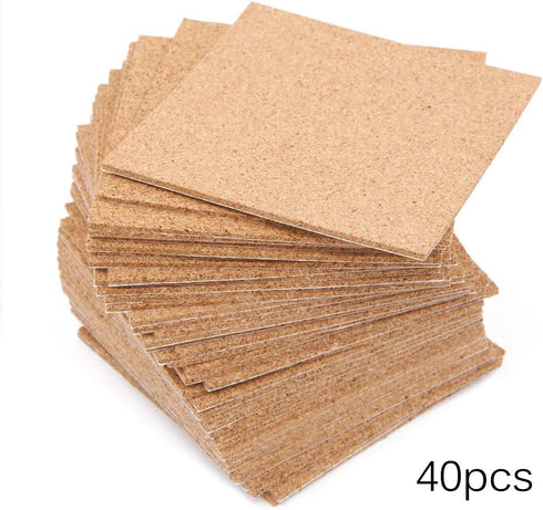 40 Pcs Square Self-Adhesive Cork Sheets,4"x 4" Cork Mats Backing Sheets Mini Wall Cork Tiles for Heat Resistant Coasters and DIY Crafts Supplies...