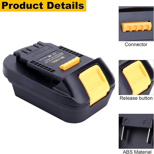 ML18DL Adapter Compatible with Milwaukee M18 18V Battery to Replacement for Dewalt 20V Battery, Battery Converter Compatible with DeWalt 20V Tools...