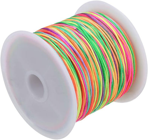 0.8mm Nylon Cord, Thread Chinese Knot Macrame Rattail Bracelet Braided String (Colorful)...