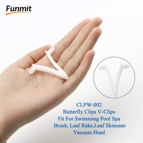 Funmit Pool Butterfly Clips V-Clips Attachment Clips Replacement for Pool Spa Brush Leaf Rake Leaf Skimmer (24 Pack)...