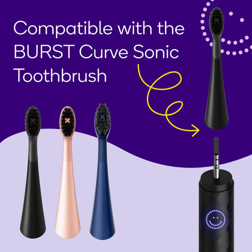 BURST Toothbrush Heads - Electric Toothbrush Replacement Heads for BURST Curve Sonic Toothbrushes - (Rose Gold)...