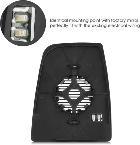 Passenger Right Side Upper Rear view Convex Heated Mirror Glass with Rear Holder fit for for 2015-2019 Ford Transit-150 250 350 HD Replacement for...