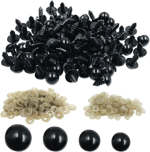 findTop 1000 Pieces Black Plastic Safety Eyes with Washers for Stuffed Animal Eyes DIY Craft Projects (4 Sizes)...