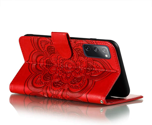 for Galaxy S20 FE 5G Case Flip Premium Wallet Phone Case PU Leather Mandala Embossed Shockproof Cover with Kickstand Card Holder Cover for Samsung...