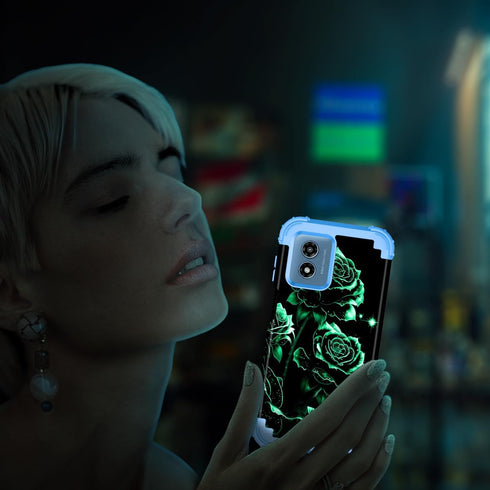 Miqala for Moto G 5G 2024 Case,Glow in The Dark Three Layer Heavy Duty Shockproof Full Body Protection Hard Plastic Bumper+Soft Silicone Protectiv...