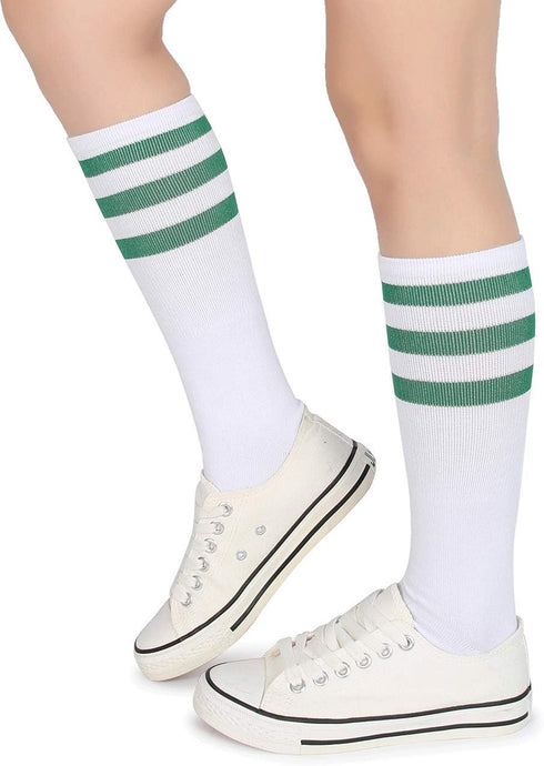 Pareberry Classic Triple Stripes Soft Cotton On the Calf Retro White Tube Socks...