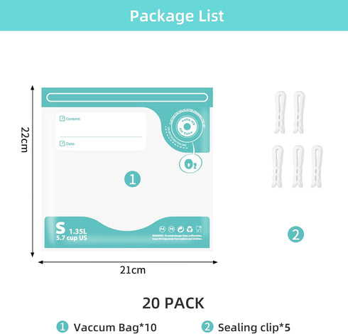 24PCS Sous Vide Bags Reusable, BPA Free Food Vacuum Sealer Bags, Thickened bag with a New Look, Vacuum Zipper Bags for Sous Vide Cooking, 20pcs fo...