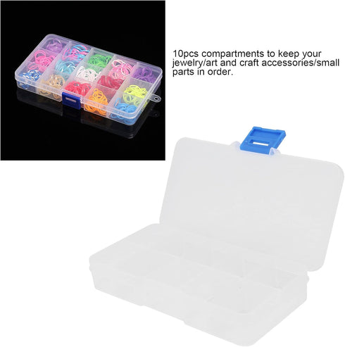 Jewelry Box, 10 Grid Transparent Plastic Organizer Box with Adjustable Dividers, Jewelry Storage Containers for Little Jewelry Small Item...