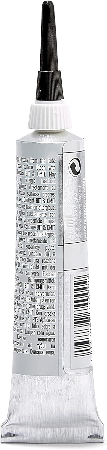 Pebeo Vitrail, Cerne Relief Dimensional Paint, 20 ml Tube with Nozzle - Silver, 0.68 Fl Oz (Pack of 1)...