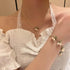 3Pcs Set Lily of the Valley Necklace and Earring Bracelet Green Paint Leaves and Freshwater Pearl Necklace Gift for Women Mom Friends Bride...