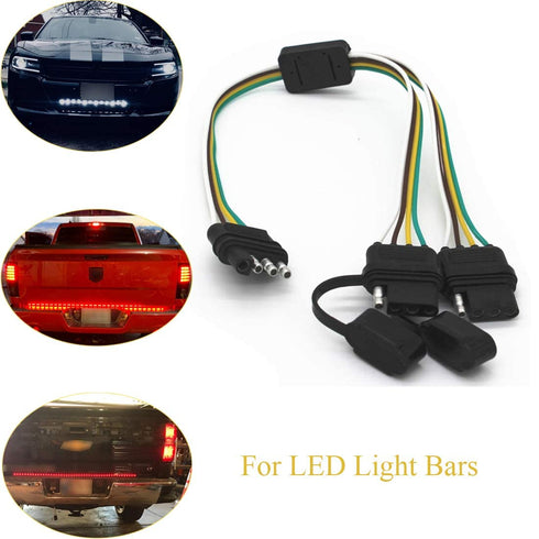 4 Way Y-Splitter Plug Universal for Tailgate Light Bar and Trailer Lights Plug & Play Adapter Extension Harness Wiring Plug 4 Pin Connectors...