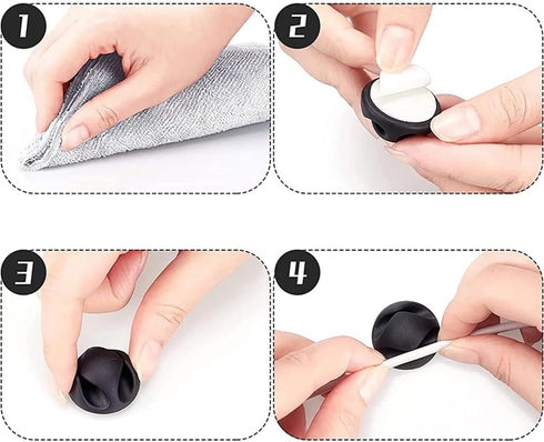 Cable Clip, Acrylic Adhesive Charger Cord Holder, Wire Organizer for Desk, Wall, Car, Nightstand and Office Cable Management, Small 20 PCS (Black)...