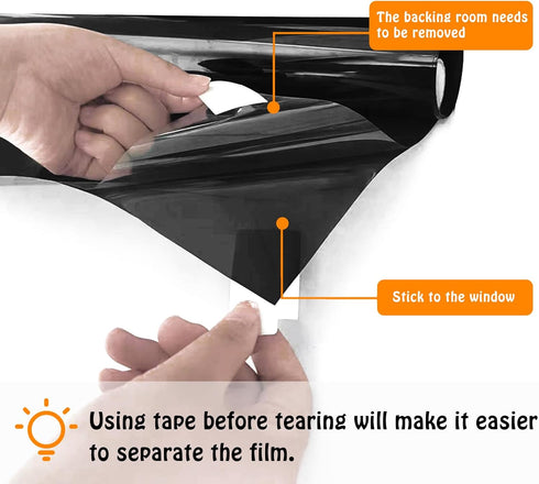 ConCus-T One Way Window Privacy Film Daytime Reflective Mirror Window Tint Non-adhesive Static Cling UV Blocking Window Sticker for Home Office, B...
