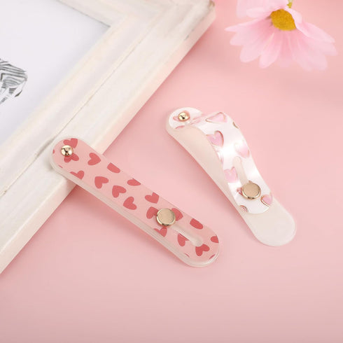 2Pcs Phone Loop Finger Holder, Silicone Phone Grip Phone Finger Strap Stand Universal Portable Finger Kickstand for Most Smartphones (2pcs-Pink/Wh...