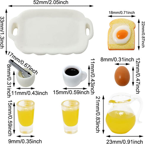 Honbay 9PCS Plastic Mini Fake Food Model Miniature Breakfast Set Mini Kitchen Accessories for Mini House Outdoor Garden Party Celebration (8 Style...