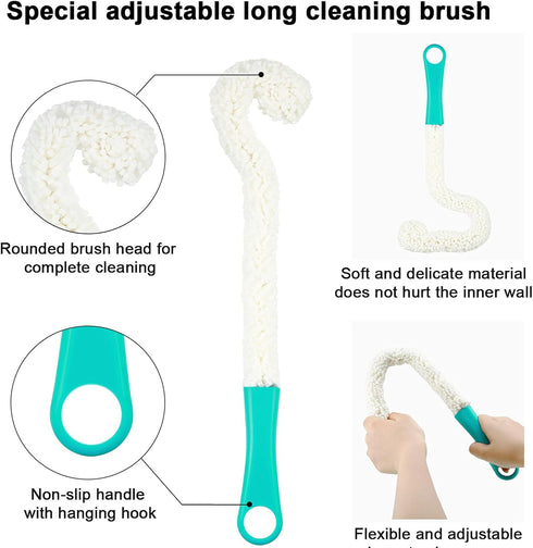 3 Pieces Wine Cleaning Brush Flexible Bottle Scourer with Stainless Steel Decanter Cleaning Balls Multi-Function Household Cleaning Tools for Gobl...