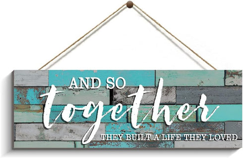 Creoate Together Wall Decor and So They Built a Life They Loved Sign Rustic Wood Plaque Family Sign Home Decoration for Living Room, Small, Christ...