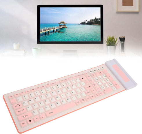 Silicone Keyboard, Foldable Silicone Keyboard Soft Waterproof Rollup Keyboard for PC Laptop Notebook, 103 Keys, Mute Typing, Lightweight ()...