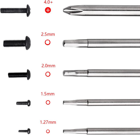 5 in 1 RC Hobby Repair Tools Kit Hex Driver Set Magnetic Allen Wrench Drill Bits Hex Bit Set & Phillips Screwdriver Bit with Alloy Handle for RC C...