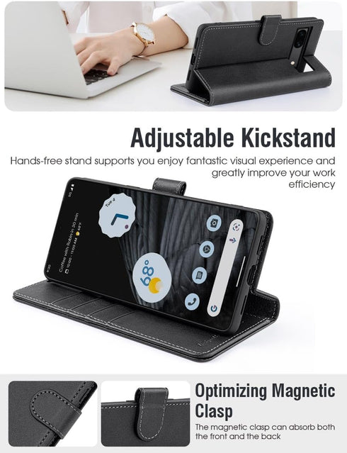 OCASE Compatible with Google Pixel 8 Wallet Case, PU Leather Flip Folio Case with Card Holders RFID Blocking Kickstand [Shockproof TPU Inner Shell...