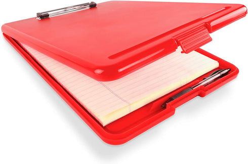 Super Z Outlet Slim Plastic Nursing RN Style Coaches Clipboard with Open Foldable Storage, Classroom Teacher College Size (9.5" x 13.5") (Red)...