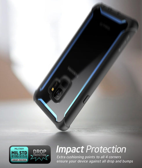 i-Blason Case for Galaxy S9 2018 Release, Ares Full-body Rugged Clear Bumper Case with Built-in Screen Protector (Black/Blue)...