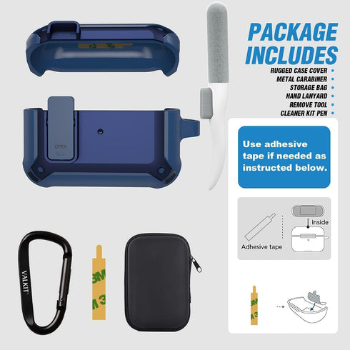 Valkit for Airpods Pro Case Cover with Lock, Military Armor Series Full-Body AirPod Pro Case with Keychain Cool Air Pod Pro Shockproof Protective ...