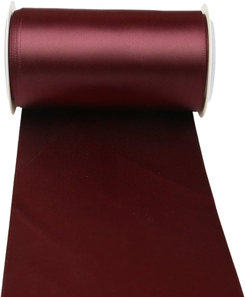 Ribbonitlux 4" Wide Double Face Satin Ribbon 5 Yards (277-Burgundy), Set for Grand Opening Ceremonies, Ribbon Cutting, Chair Sashes, Wedding and C...