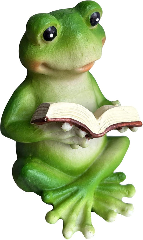 Reading A Book Frog Statue Frog Figurine Indoor Outdoor Garden Decor Animal Frog Statue Sculpture Decoration Collectible Frog Figurine (Reading A ...