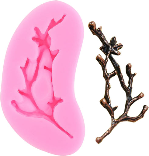 Tree Branch Silicone Fondant Mold Twig Branch Leaves Fondant Molds for Cake Decorating Cupcake Topper Chocolate Candy Gum Paste Polymer Clay...