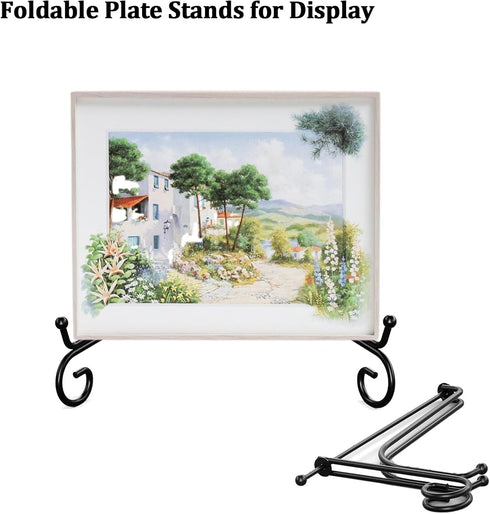 2pcs Pack Plate Stands for Display, 4 Inch Plate Holder Display Stand, Metal Frame Holder Stands for Book, Pictures, Photo Easel, Tabletop Art...