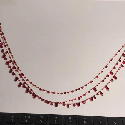 Red Resin Blood Drop Necklace Unique Red Resin Pendant Clavicle Chain Muiltfunction Bloody Droplet Choker Necklace Gift Resin...