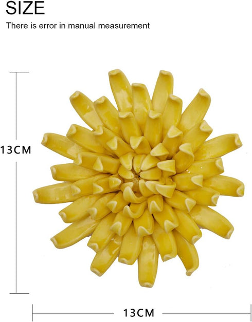 SEINHIJO Ceramic Flower Wall Decor 3D Wall Art Sculpture Modern Arts Gifts Yellow 5.1inch...