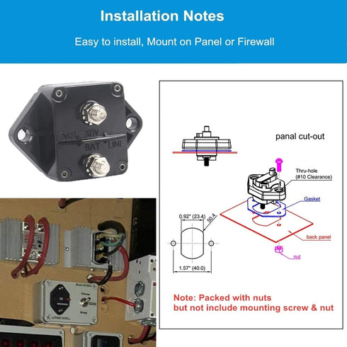 Hi-Amp 20Amp Circuit Breaker 12V-32V DC Waterproof, 10-300A Fuse Inverter with Manual Reset Button for Auto Truck RV Marine, Panel Mount (20A)...