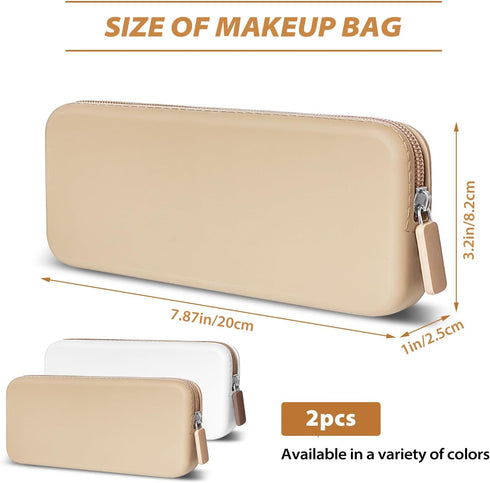 2 PCS Silicone Travel Makeup Bag Makeup Brush Holder Travel Zippered Pouch Silicone Makeup Brush Travel Case Purse Organizer for Makeup Tools and ...