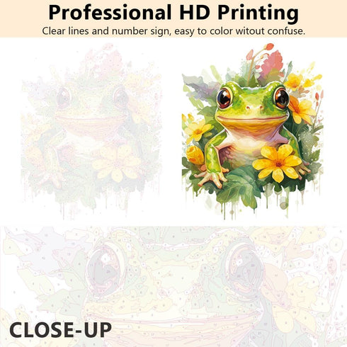 TUMOVO Paint by Numbers for Adults Beginner, Cute Frog Baby with Flowers Kids Paint by Number Adults' Paint-by-Number Kits Acrylic Paint by Number...