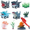 DINOBROS Sea Animal Pull Back Toy Cars Playset Ocean Game Set of 12Pcs Great White Shark Dolphin Killer Whale Toys for boys and toddlers 3 Year Ol...