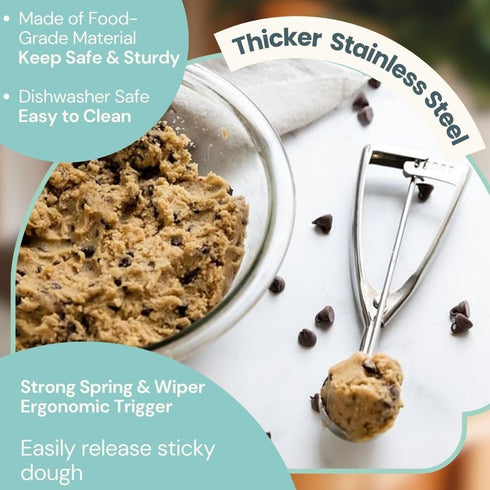 Cookie Scoop, Ice Cream Scoop,18/8 Stainless Steel, Cookie Scoops for Baking, 2Tbsp/ 30ml/ 1oz Cookie Dough Scoop, Ice Cream Scooper with Trigger ...