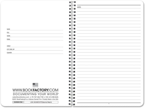 BookFactory Security Incident Report Log Book/Security Guard Journal - Wire-O, 100 Pages, 6" x 9" (LOG-100-69CW-PP(Security-Report))...
