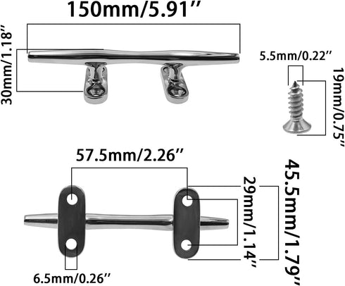 Stainless Steel Boat Cleat,Open Base Dock Cleats with Nuts,Boat Cleat Towel Hooks Rope Cleat with Fasteners for Wall,Boats,Kayak,Marine,Deck,Nauti...