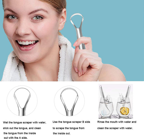 2 Pack Tongue Scraper Cleaner for Adults & Kids, Medical Grade Metal Tongue Scrapers with Travel Case, Wide-Head Tongue Cleaners Set for Fresh Bre...
